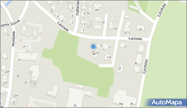 Tarnów, Łanowa, 9a, mapa Tarnów