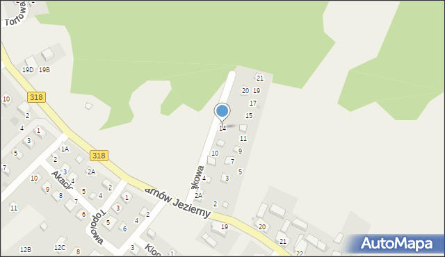 Tarnów Jezierny, Łąkowa, 14, mapa Tarnów Jezierny