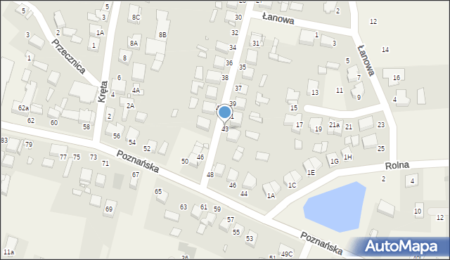 Tarnowo Podgórne, Łąkowa, 43, mapa Tarnowo Podgórne