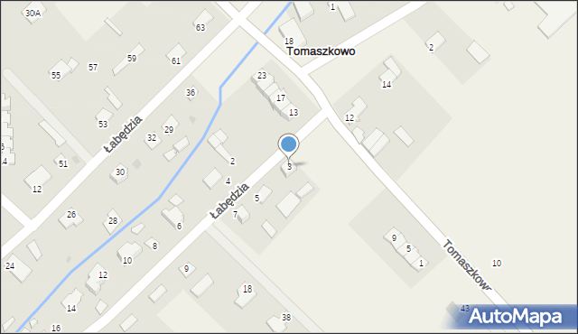 Tomaszkowo, Łabędzia, 3, mapa Tomaszkowo