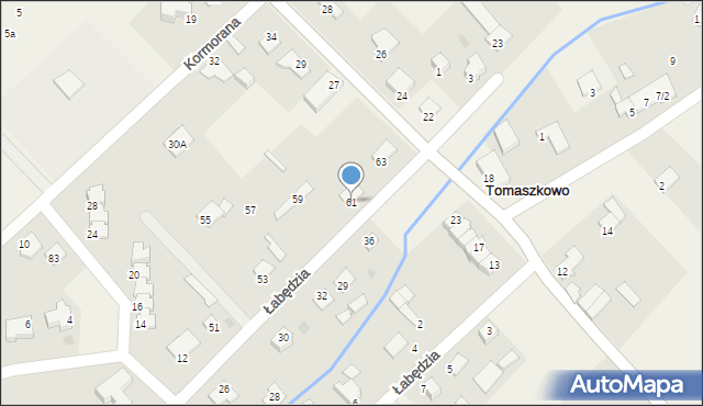 Tomaszkowo, Łabędzia, 61, mapa Tomaszkowo