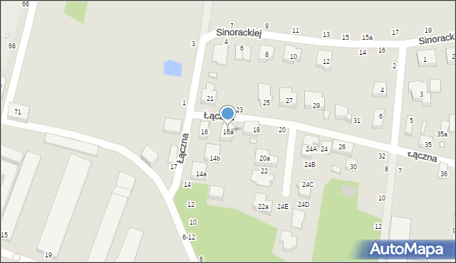 Toruń, Łączna, 16a, mapa Torunia