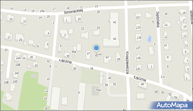Toruń, Łączna, 41, mapa Torunia