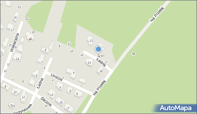 Toruń, Ładna, 15, mapa Torunia