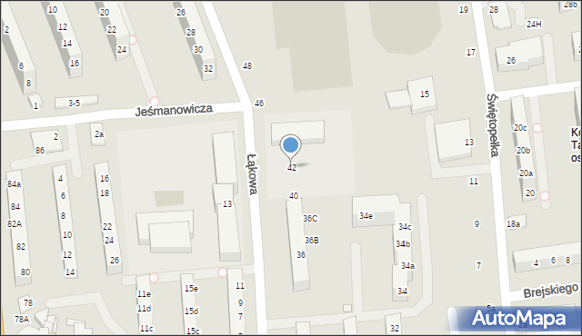 Toruń, Łąkowa, 42, mapa Torunia