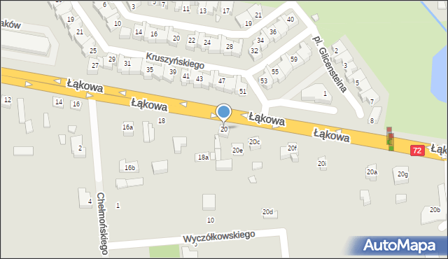 Turek, Łąkowa, 20, mapa Turka