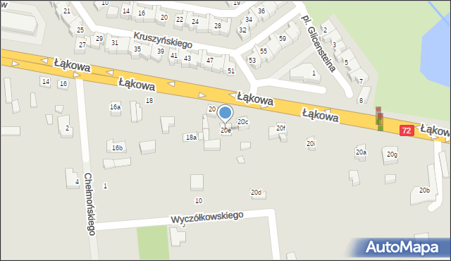 Turek, Łąkowa, 20e, mapa Turka