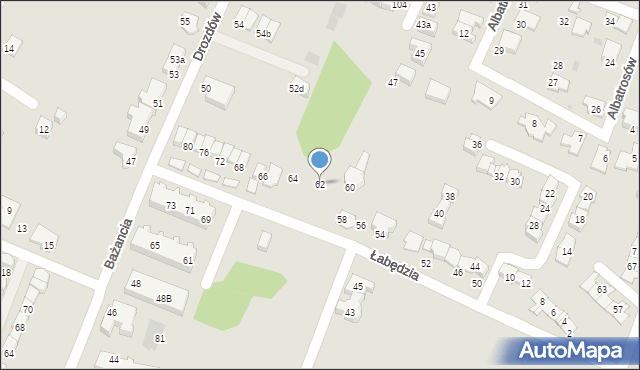 Tychy, Łabędzia, 62, mapa Tychów