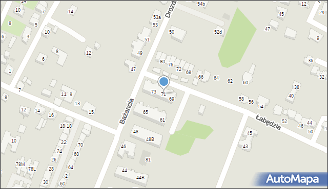 Tychy, Łabędzia, 71, mapa Tychów