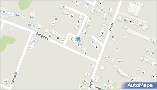 Tychy, Łabędzia, 8, mapa Tychów