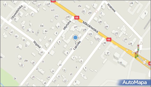 Tychy, Łąkowa, 4, mapa Tychów