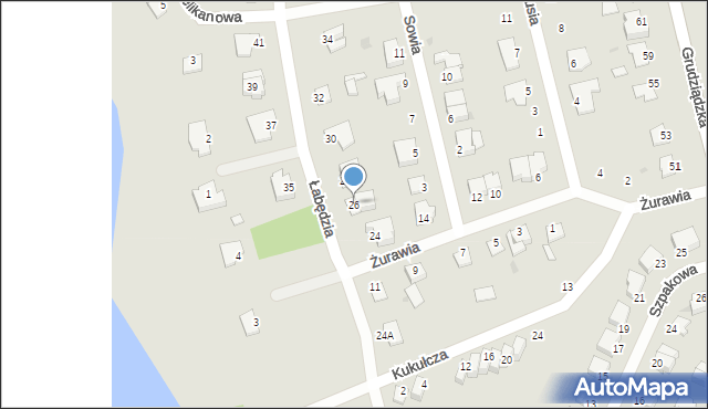 Wąbrzeźno, Łabędzia, 26, mapa Wąbrzeźno