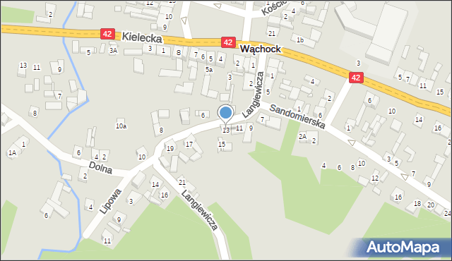 Wąchock, Langiewicza Mariana, gen., 13, mapa Wąchock