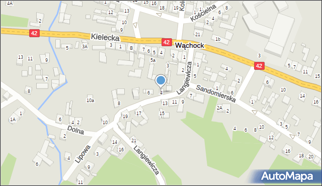 Wąchock, Langiewicza Mariana, gen., 4, mapa Wąchock