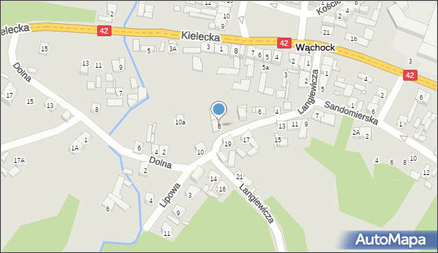 Wąchock, Langiewicza Mariana, gen., 8, mapa Wąchock
