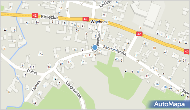 Wąchock, Langiewicza Mariana, gen., 9, mapa Wąchock