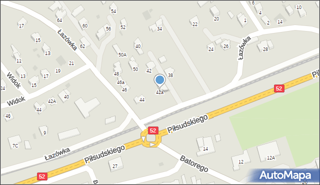 Wadowice, Łazówka, 42a, mapa Wadowice