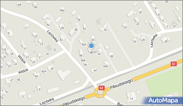 Wadowice, Łazówka, 50, mapa Wadowice