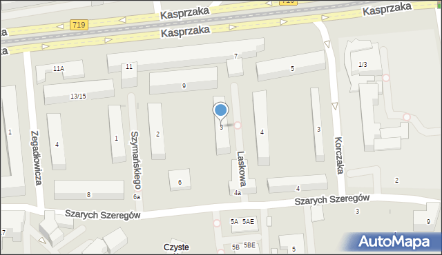 Warszawa, Laskowa, 3, mapa Warszawy