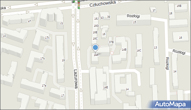 Warszawa, Lazurowa, 14A, mapa Warszawy