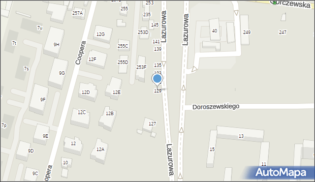Warszawa, Lazurowa, 129, mapa Warszawy