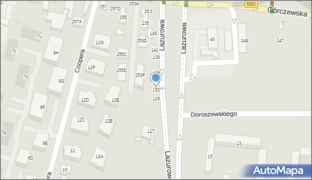 Warszawa, Lazurowa, 131, mapa Warszawy