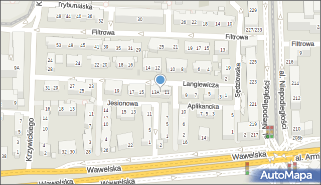 Warszawa, Langiewicza Mariana, gen., 13, mapa Warszawy