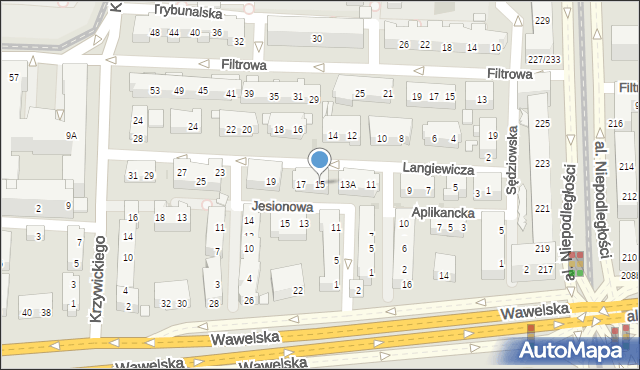 Warszawa, Langiewicza Mariana, gen., 15, mapa Warszawy