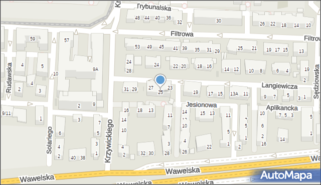 Warszawa, Langiewicza Mariana, gen., 25, mapa Warszawy