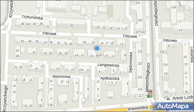 Warszawa, Langiewicza Mariana, gen., 8, mapa Warszawy