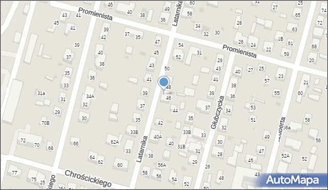 Warszawa, Latarnika, 46A, mapa Warszawy