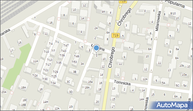 Warszawa, Łamana, 1, mapa Warszawy