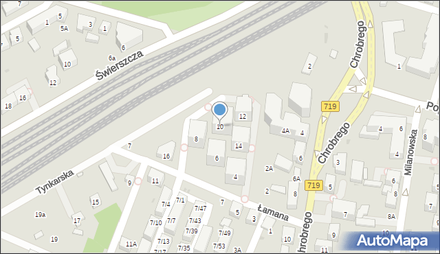 Warszawa, Łamana, 10, mapa Warszawy