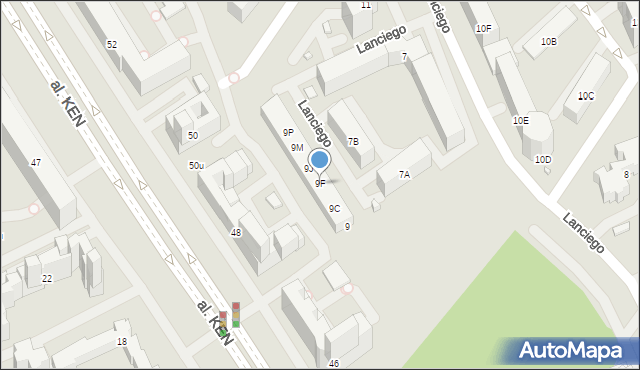 Warszawa, Lanciego Franciszka Marii, 9F, mapa Warszawy