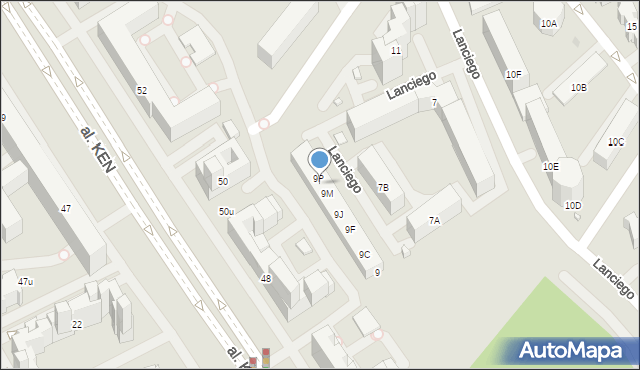 Warszawa, Lanciego Franciszka Marii, 9N, mapa Warszawy