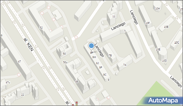 Warszawa, Lanciego Franciszka Marii, 9P, mapa Warszawy