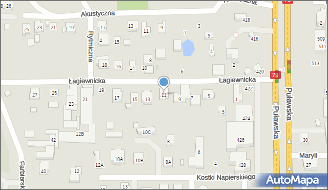 Warszawa, Łagiewnicka, 11, mapa Warszawy