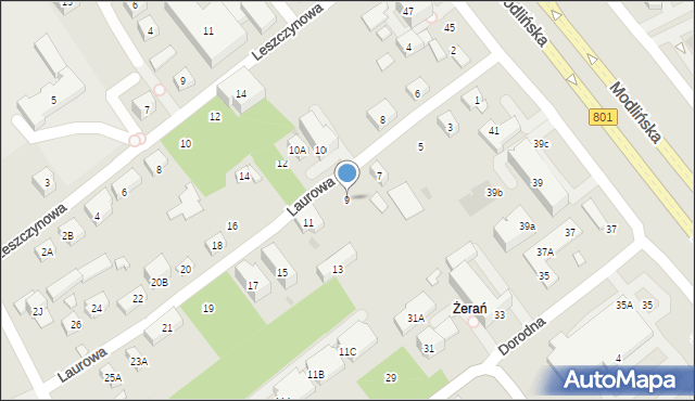 Warszawa, Laurowa, 9, mapa Warszawy