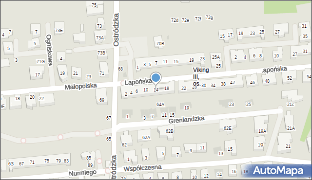 Warszawa, Lapońska, 14, mapa Warszawy