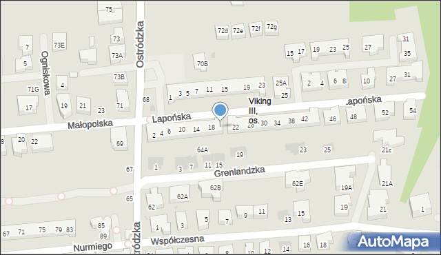 Warszawa, Lapońska, 20, mapa Warszawy