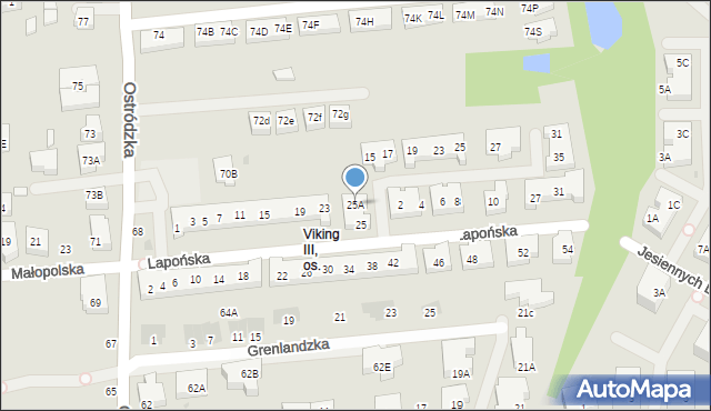 Warszawa, Lapońska, 25A, mapa Warszawy
