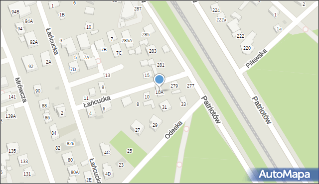 Warszawa, Łańcucka, 10A, mapa Warszawy