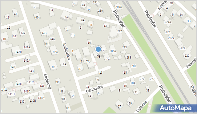 Warszawa, Łańcucka, 7B, mapa Warszawy