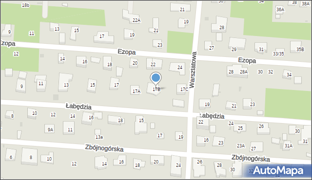 Warszawa, Łabędzia, 17B, mapa Warszawy