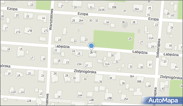 Warszawa, Łabędzia, 26, mapa Warszawy