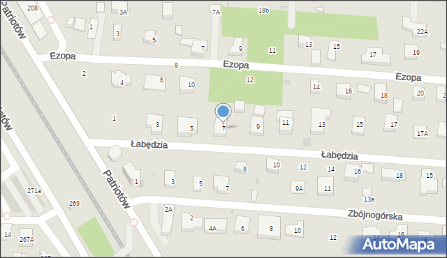 Warszawa, Łabędzia, 7, mapa Warszawy