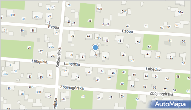 Warszawa, Łabędzia, 39, mapa Warszawy