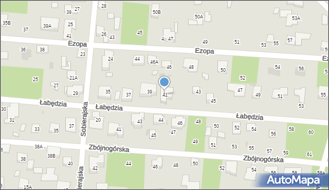 Warszawa, Łabędzia, 41, mapa Warszawy