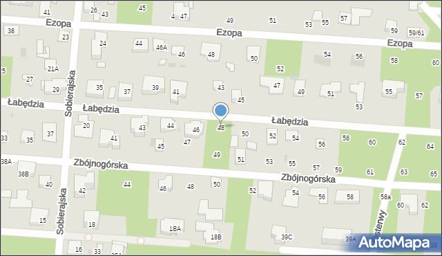 Warszawa, Łabędzia, 48, mapa Warszawy