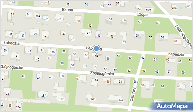 Warszawa, Łabędzia, 54, mapa Warszawy